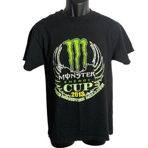 Monster Energy Cup Crewneck T Shirt M Black Las Vegas Motocross Double Sided